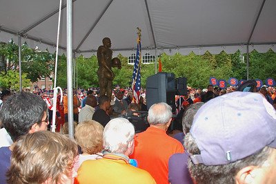 The Ernie Davis statue just seconds after its unveiling.