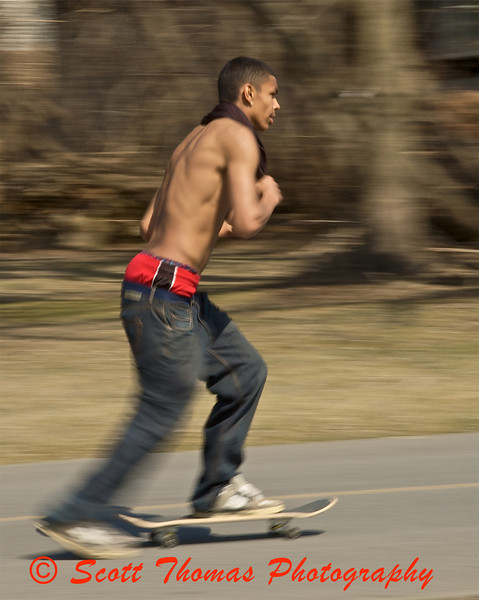 Skateboarder on the activity path in Onondaga Lake Park.